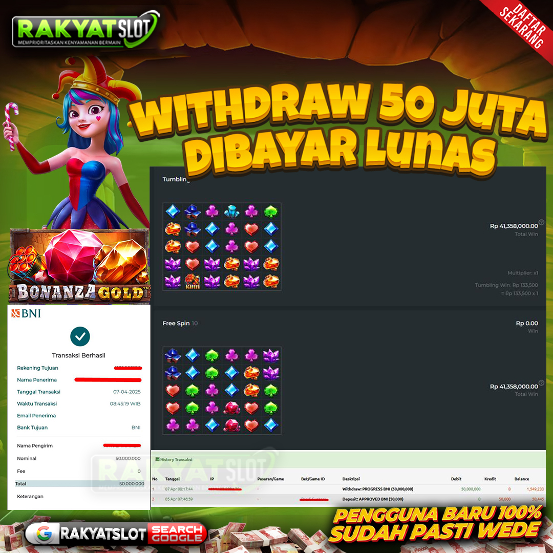 Kemenangan Bonanza Gold PragmaticPlay 7 April 2025 !!!