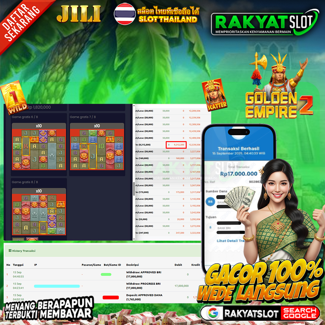 𝐈𝐃 𝐒𝐚𝐢**** 𝐌𝐞𝐧𝐚𝐧𝐠 𝐑𝐩 𝟏𝟕.𝟎𝟎𝟎.𝟎𝟎𝟎 𝐁𝐞𝐫𝐦𝐨𝐝𝐚𝐥 𝐑𝐩 𝟏.𝟕𝟔𝟑.𝟎𝟎𝟎 𝐝𝐢 𝐉𝐢𝐋𝐢 𝐆𝐚𝐦𝐢𝐧𝐠 𝐆𝐨𝐥𝐝𝐞𝐧 𝐄𝐦𝐩𝐢𝐫𝐞 𝐑𝐀𝐊𝐘𝐀𝐓𝐒𝐋𝐎𝐓